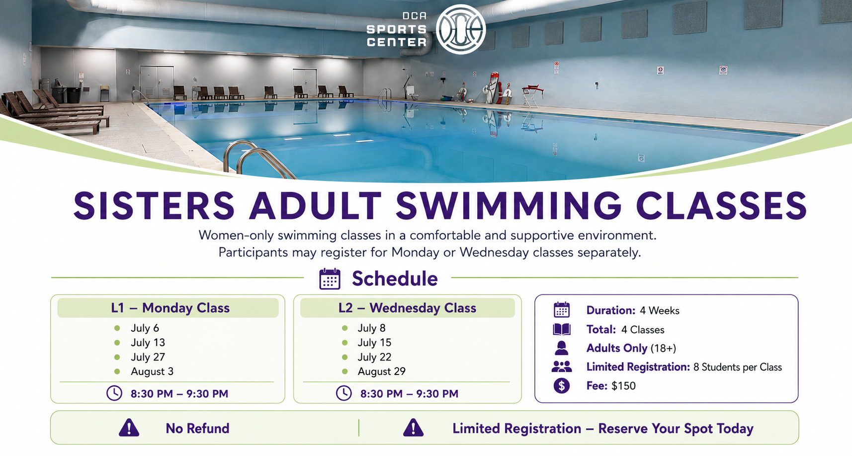 Sisters Adult Swimming Classes