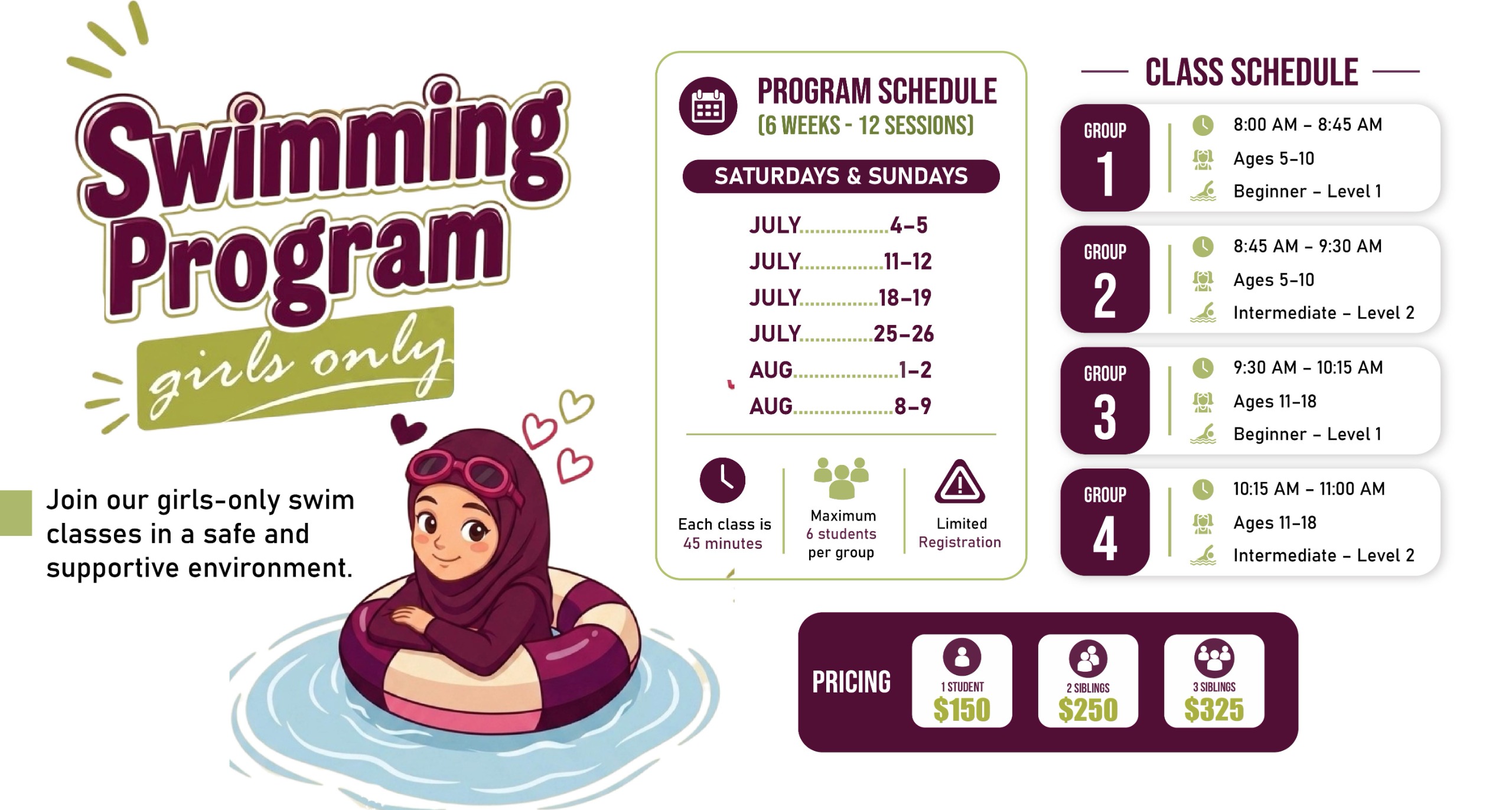 Girls Only Swimming Program - Desktop Flyer