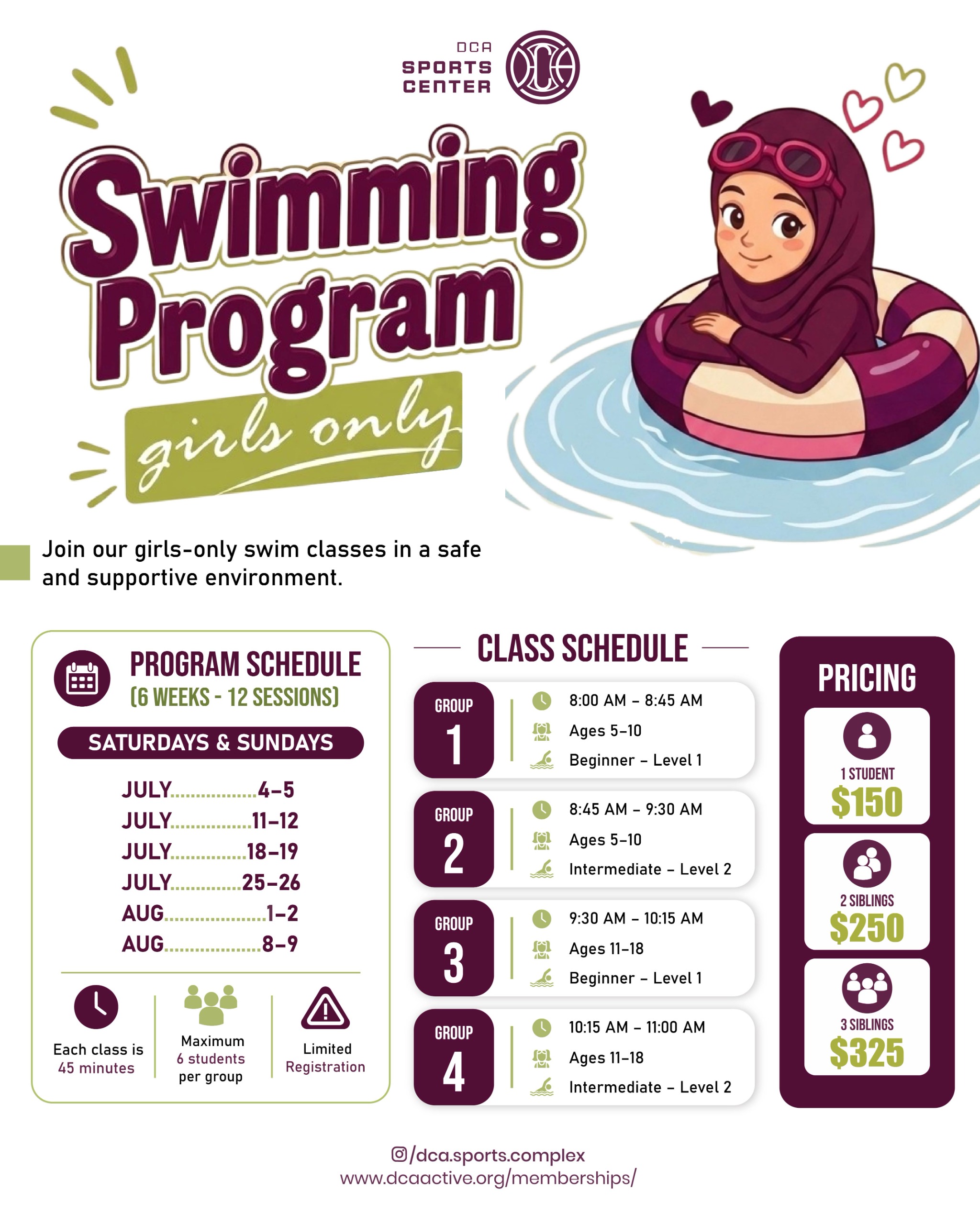 Girls Only Swimming Program - Mobile Flyer