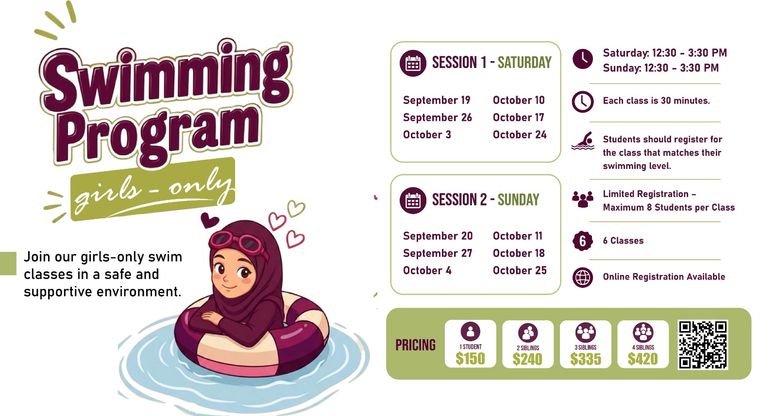 Girls Swimming Program flyer